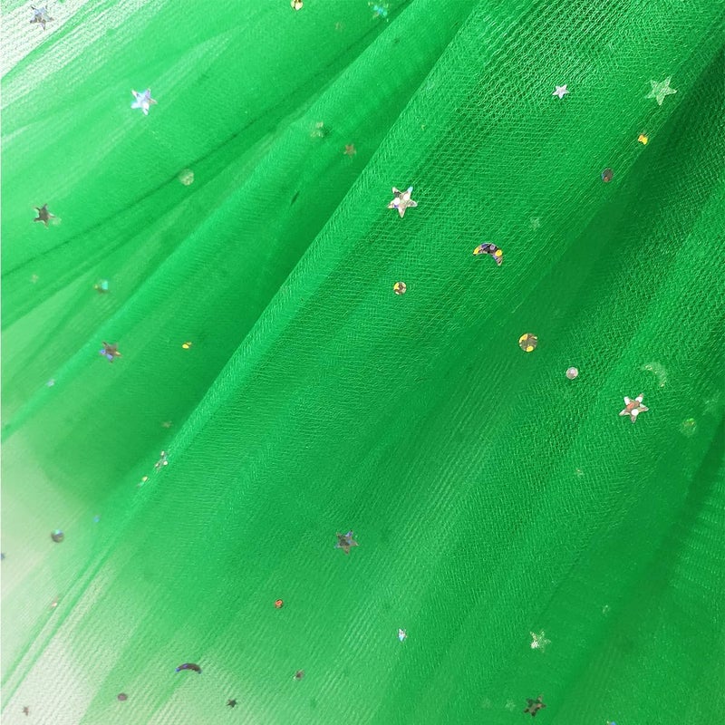 WINROLA Little Girls Stars Sequins Tutu Skirt Princess Ballet Dance Dress for 0-6 Y Sparkle Elastic 3 Layered Tulle Tutu Skirt - Image 4